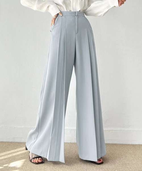 Doula Doula（ドゥーラドゥーラ）の「ワイドタックフレアパンツ（その他パンツ・レディース・ブラック/ベージュ/ブルー・S/M/L）」の19枚目の写真