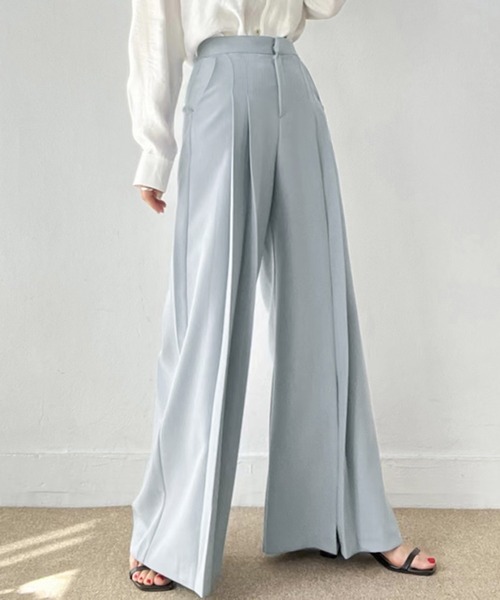 Doula Doula（ドゥーラドゥーラ）の「ワイドタックフレアパンツ（その他パンツ・レディース・ブラック/ベージュ/ブルー・S/M/L）」の20枚目の写真