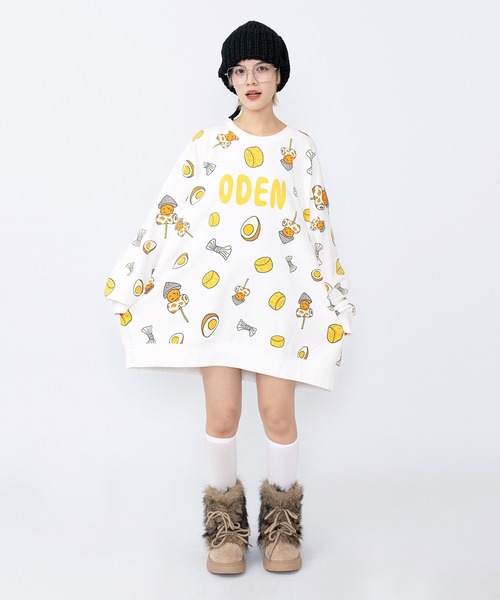 PUNYUS（プニュズ）の「【新サイズ】フード総柄スウェット（GYOZA・ODEN）（スウェット・レディース・レッド系その他/ベージュ・1/2/3/4/5）」の18枚目の写真