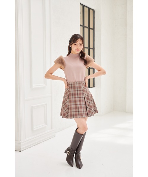 tocco closet（トッコ　クローゼット）の「インナーパンツ付きチェックミニスカート（スカート・レディース・マスタード/ブラウン・M）」の3枚目の写真