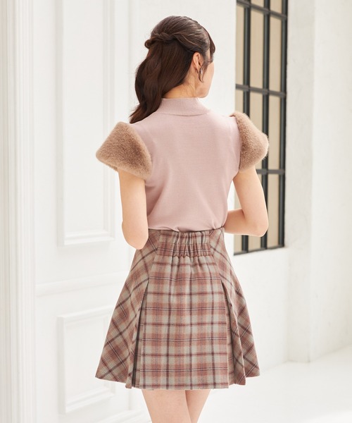 tocco closet（トッコ　クローゼット）の「インナーパンツ付きチェックミニスカート（スカート・レディース・マスタード/ブラウン・M）」の6枚目の写真