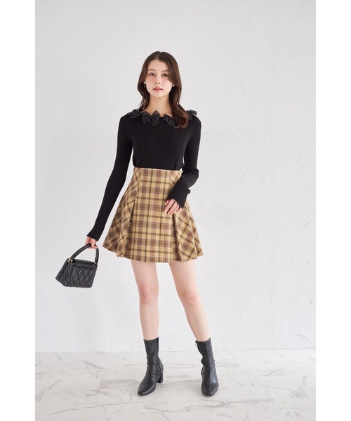 tocco closet（トッコ　クローゼット）の「インナーパンツ付きチェックミニスカート（スカート・レディース・マスタード/ブラウン・M）」の10枚目の写真