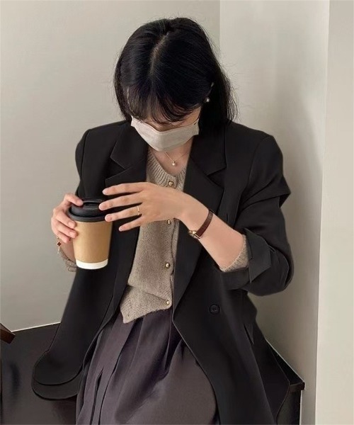Ritzy(リッツィー)の「ルーズサイズテーラードジャケット(テーラードジャケット・レディース・チャコールグレー/ブラック・M/L)」の5枚目の写真