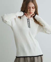 コントラストリブニットポロ / Contrast Rib Knit Polo