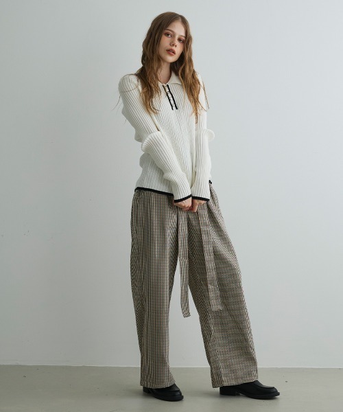 Mirette(ミレット)の「コントラストリブニットポロ / Contrast Rib Knit Polo(ポロシャツ・レディース・ブラック/ホワイト・FREE)」の11枚目の写真