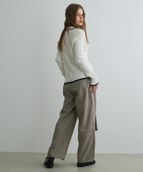 Mirette(ミレット)の「コントラストリブニットポロ / Contrast Rib Knit Polo(ポロシャツ・レディース・ブラック/ホワイト・FREE)」の13枚目の写真