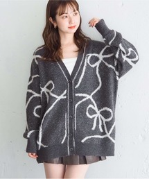 ラメフェザーモールVネックカーディガン