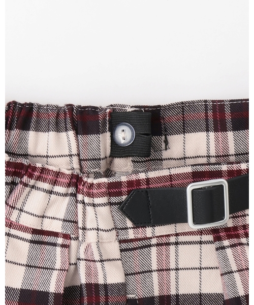 セール】サイドベルトつきチェックプリーツ キュロットスカート