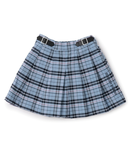 セール】サイドベルトつきチェックプリーツ キュロットスカート