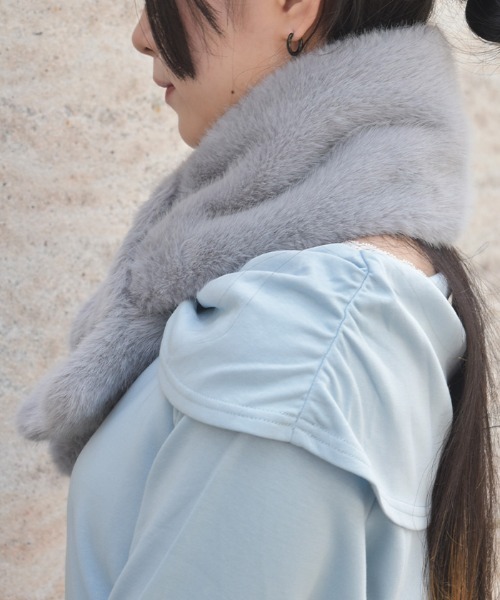 axes femme（アクシーズファム）の「刺繍ファーティペット（マフラー・レディース・グレー/キナリ・FREE）」の12枚目の写真