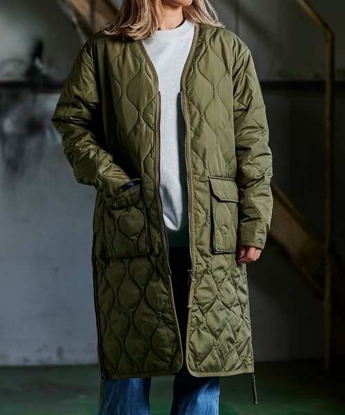 TAION ミリタリー Vネックジップ ダウンコート TAION-101ZML-1LONG