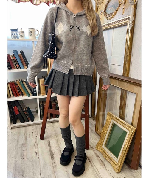 PHILLY（フィリー）の「アーガイルデザインニットパーカー（パーカー・レディース・ブラウン/グレー・FREE）」の7枚目の写真