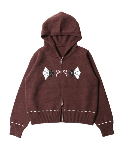 PHILLY（フィリー）の「アーガイルデザインニットパーカー（パーカー・レディース・ブラウン/グレー・FREE）」の13枚目の写真