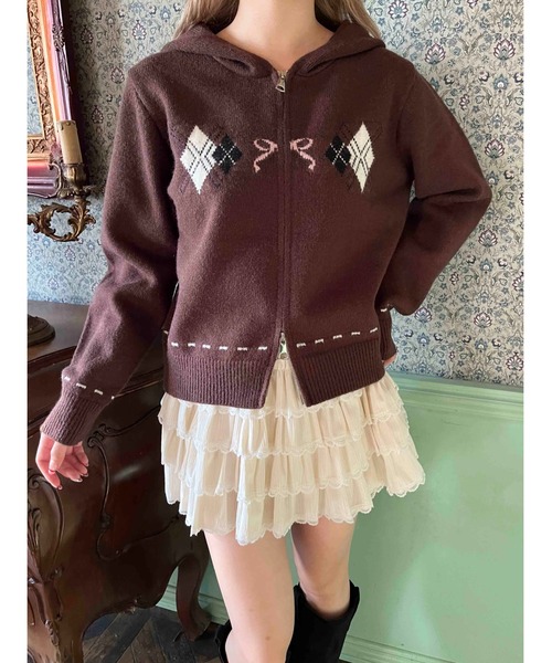 PHILLY（フィリー）の「アーガイルデザインニットパーカー（パーカー・レディース・ブラウン/グレー・FREE）」の10枚目の写真