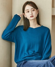 カシミヤタッチ ドロップショルダーVネックニット