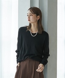 カシミヤタッチ ドロップショルダーVネックニット