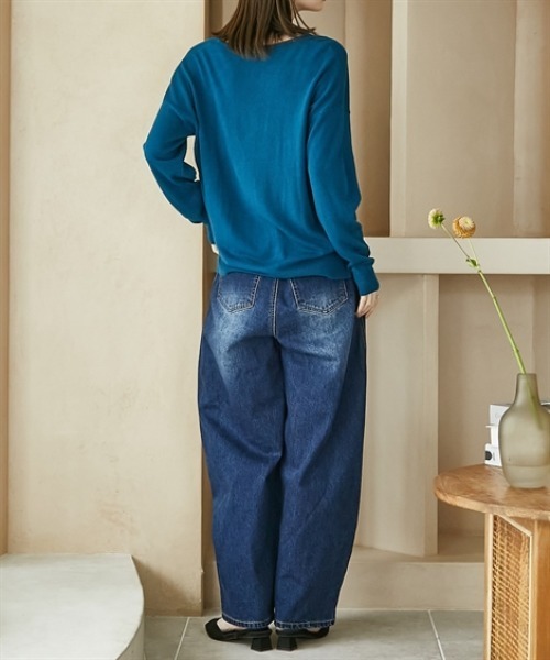 nissen(ニッセン)の「カシミヤタッチ ドロップショルダーVネックニット(ニット/セーター・レディース・ブルーグリーン/ブラック/グレイッシュベージュ/レッド・M/L/LL)」の12枚目の写真