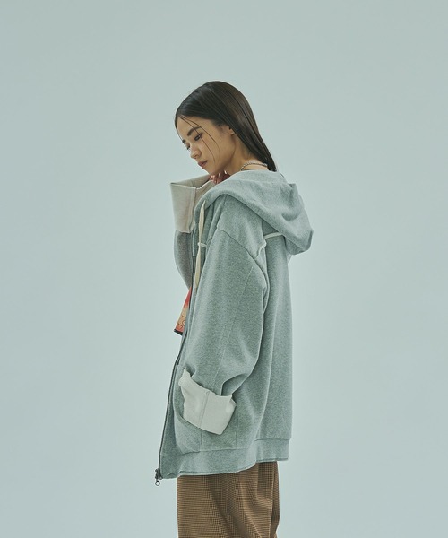 ROSE BUD（ローズバッド）の「(CREOLME)FULL ZIP HOODIE（パーカー・レディース・グレー/チャコールグレー・ONE SIZE）」の12枚目の写真