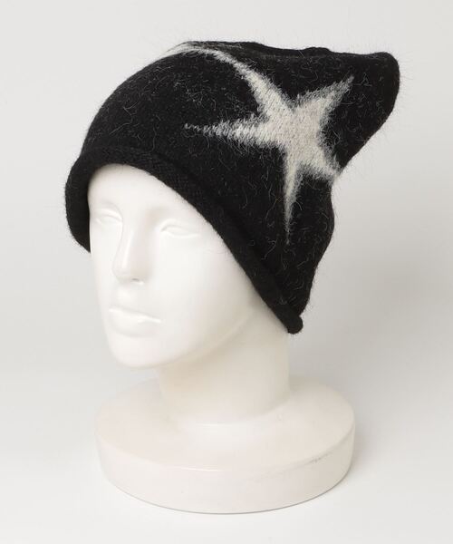 Vini（ヴィニ）の「ユニセックススターモチーフビーニー（ニットキャップ/ビーニー・レディース・ブラック/クリーム・FREE）」の5枚目の写真