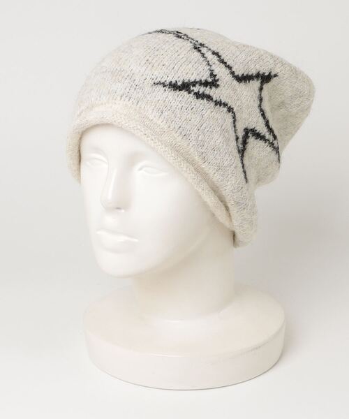 Vini（ヴィニ）の「ユニセックススターモチーフビーニー（ニットキャップ/ビーニー・レディース・ブラック/クリーム・FREE）」の7枚目の写真