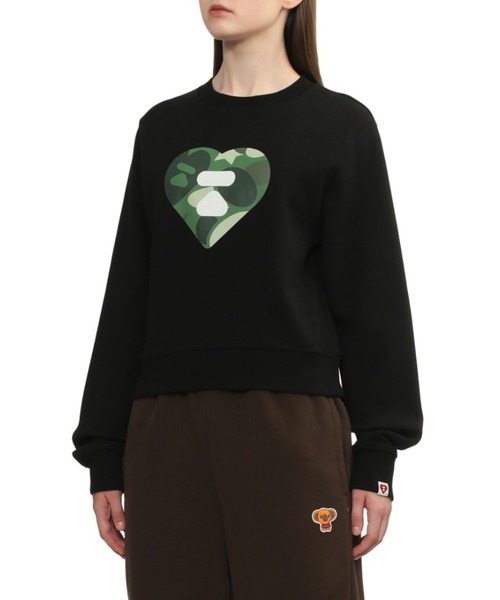 A BATHING APE(アベイシングエイプ)の「CAMO HEART CROP SWEAT SHIRT(スウェット・レディース・ピンク/グレー/ブラック・X-SMALL/SMALL)」の7枚目の写真