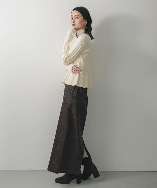 SENSE OF PLACE by URBAN RESEARCH（センスオブプレイスバイアーバンリサーチ）の「ミニケーブルペプラムセーター（ニット/セーター・レディース・ネイビー/レッド/アイボリー/チャコールグレー・ONE）」の8枚目の写真