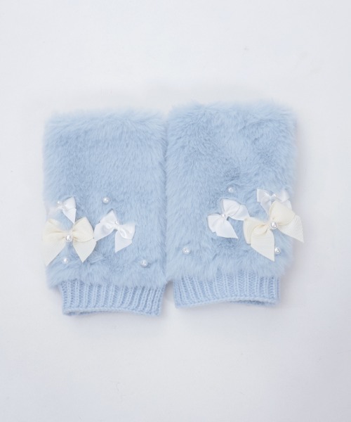 axes femme（アクシーズファム）の「アソートリボンファー手袋（手袋・レディース・キナリ/ブラック/サックスブルー・FREE）」の5枚目の写真