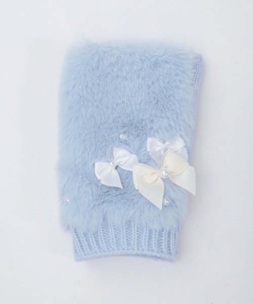 axes femme（アクシーズファム）の「アソートリボンファー手袋（手袋・レディース・キナリ/ブラック/サックスブルー・FREE）」の7枚目の写真