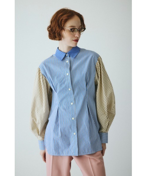 HeRIN.CYE(ヘリンドットサイ)の「Mix pattern shirt ミックスパターンシャツ(シャツ/ブラウス・レディース・ピンク/ブルー・FREE)」の1枚目の写真