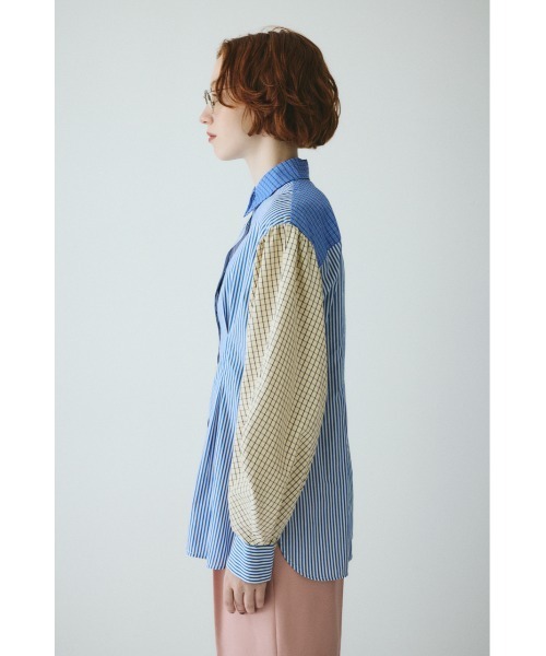 HeRIN.CYE(ヘリンドットサイ)の「Mix pattern shirt ミックスパターンシャツ(シャツ/ブラウス・レディース・ピンク/ブルー・FREE)」の4枚目の写真