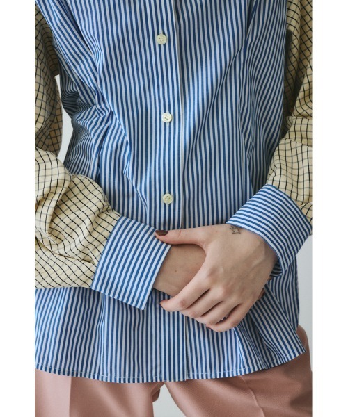 HeRIN.CYE(ヘリンドットサイ)の「Mix pattern shirt ミックスパターンシャツ(シャツ/ブラウス・レディース・ピンク/ブルー・FREE)」の9枚目の写真