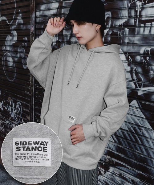 SIDEWAY STANCE（サイドウェイスタンス）の「【SIDEWAY STANCE】ワンポイント スウェット プルパーカー（パーカー・メンズ・ブラック/グレー/ホワイト/ホワイト系/ブラック系/グレー系・SMALL/X-LARGE/LARGE/MEDIUM）」の5枚目の写真