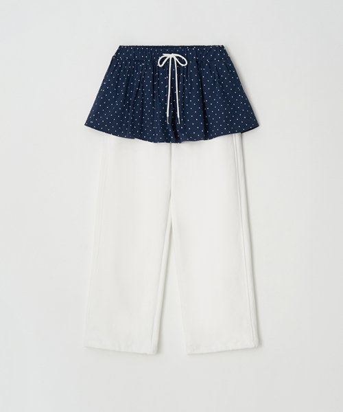セール】LAYERED SKIRT TRAINING PANTS WHITE（スウェットパンツ