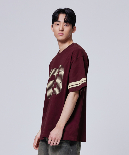 AGOD（エージーオーディー）の「オーバーサイズヴィンテージラグビー半袖Tシャツ[バーガンディ]（Tシャツ/カットソー・レディース・その他・SMALL/MEDIUM/LARGE）」の5枚目の写真