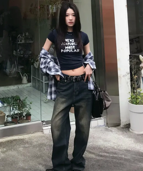 CHICKS（チックス）の「[デイリー四季] SDPミニマルストレートデニムパンツ4カラー（デニムパンツ・レディース・ライトブルー/グレー×サックスブルー/ライトインディゴブルー/ダークブルー・LARGE/X-LARGE/XX-LARGE/SMALL/MEDIUM）」の7枚目の写真