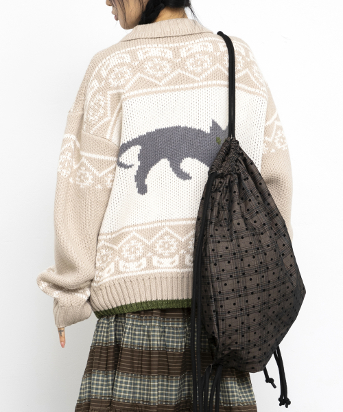 GLACK(グラック)の「GZB001 ドットパターンチェックストリングバッグ (ブラック)(バックパック/リュック・レディース・その他・F)」の6枚目の写真