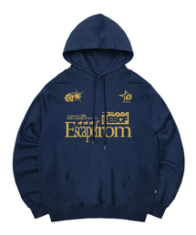 ESCF スポーツプリントフードパーカー ディープブルー