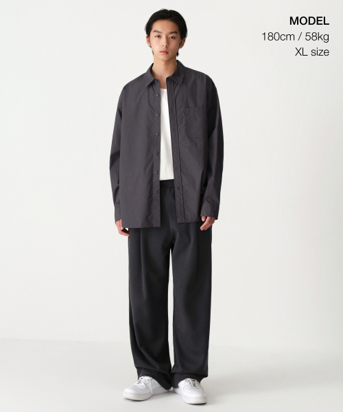 MUSINSA STANDARD（ムシンサスタンダード）の「リラックスドウォッシュドポプリンシャツ [ダークグレー]（シャツ/ブラウス・メンズ・その他・LARGE/X-LARGE/XX-LARGE/SMALL/MEDIUM）」の2枚目の写真