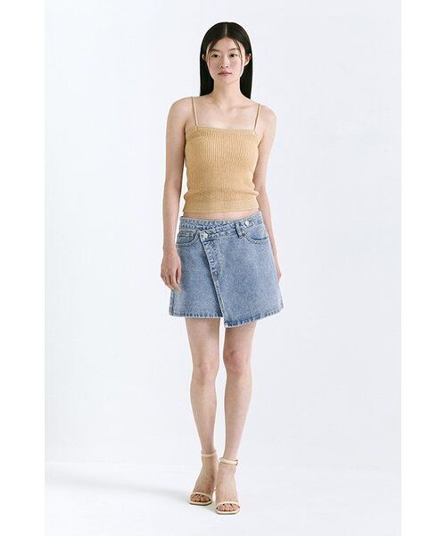 MUSINSA STANDARD WOMAN（ムシンサスタンダードウーマン）の「ウィメンズデニムミニラップスカート[ライトインディゴ]（スカート・レディース・その他・SMALL/MEDIUM/LARGE/X-SMALL）」の9枚目の写真