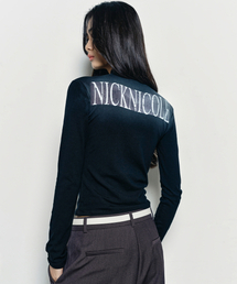 NICOLE SLIM HALF NECK TOP_BLACK