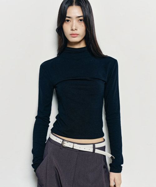 NICK&NICOLE(ニックアンドニコール)の「NICOLE SLIM HALF NECK TOP_BLACK(Tシャツ/カットソー・レディース・その他・FREE)」の2枚目の写真