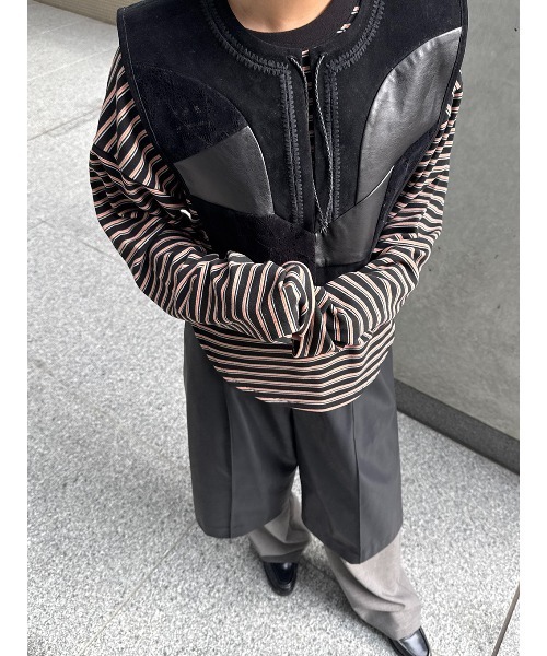 ELCHELE（エルチェレ）の「HALF LAYERED PANTS（スラックス・レディース・ブラウン/ブラック・36/38）」の10枚目の写真