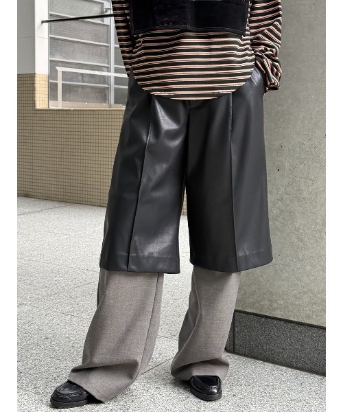 ELCHELE（エルチェレ）の「HALF LAYERED PANTS（スラックス・レディース・ブラウン/ブラック・36/38）」の9枚目の写真