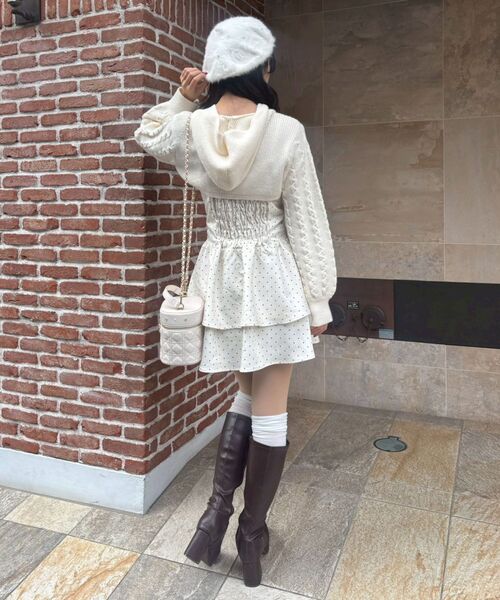 MAJESTIC LEGON（マジェスティックレゴン）の「ケーブルフードボレロセットミニワンピ（ワンピース・レディース・ホワイト系その他2/グレー系その他/ベージュ系その他2・MEDIUM）」の22枚目の写真