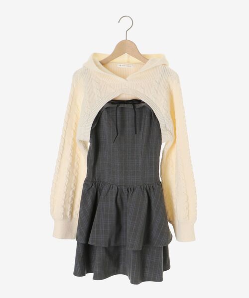 MAJESTIC LEGON（マジェスティックレゴン）の「ケーブルフードボレロセットミニワンピ（ワンピース・レディース・ホワイト系その他2/グレー系その他/ベージュ系その他2・MEDIUM）」の4枚目の写真