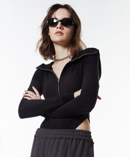 JOSE MOON(ジョゼムーン)の「【JOSEMOON/ジョゼムーン】HOODIE BODY SUITS/フーディーボディースーツ(その他トップス・レディース・カーキブラウン/ブラック・FREE)」の5枚目の写真