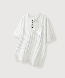 MOOD INSIDE（ムードインサイド）の「リブドマッスルヘンリーネック半袖_Ivory（Tシャツ/カットソー）」