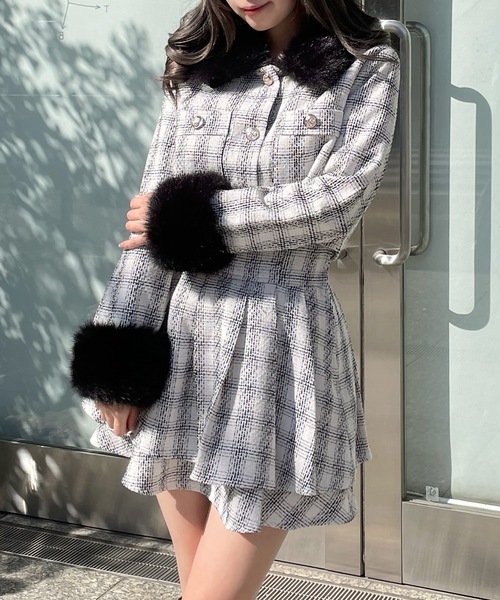 セール】ファー付きバイカラーセットアップ（セットアップ）｜abc une