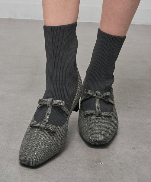 MAISON BREEZE(メゾンブリーズ)の「【MAISON BREEZE】リボンソックスヒールブーツ LON(ブーツ・レディース・ブラック/グレー/ダークブラウン・S/M/L/LL)」の10枚目の写真