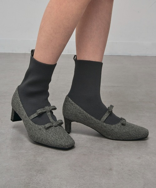 MAISON BREEZE(メゾンブリーズ)の「【MAISON BREEZE】リボンソックスヒールブーツ LON(ブーツ・レディース・ブラック/グレー/ダークブラウン・S/M/L/LL)」の12枚目の写真